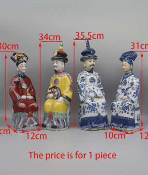 Set Keramische Beelden Chinese Keizer en Keizerin - Qing Dynastie Decoratie