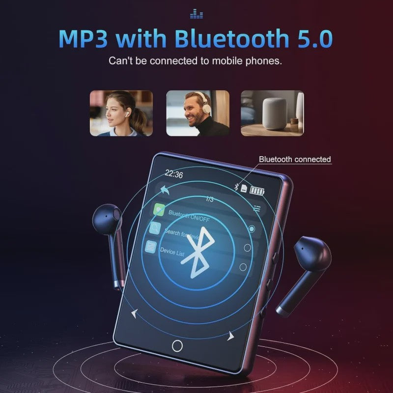 Oilsky D26 MP3/MP4 Speler: 64GB, 2.8" Touchscreen, Bluetooth 5.3, Uitbreidbaar tot 128GB