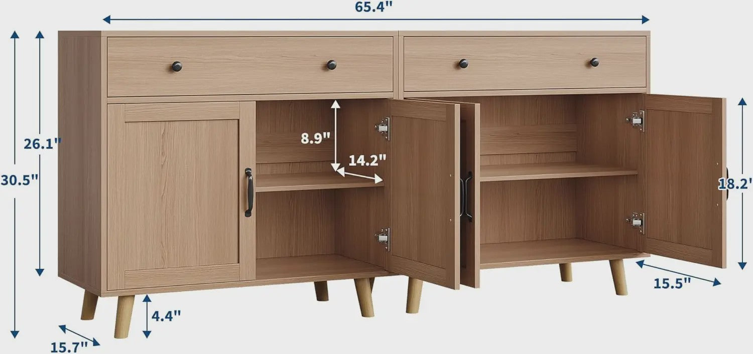Veelzijdige Dressoir Kast met Lades en Planken - Stijlvolle Opbergoplossing voor Woonkamer, Slaapkamer of Kantoor