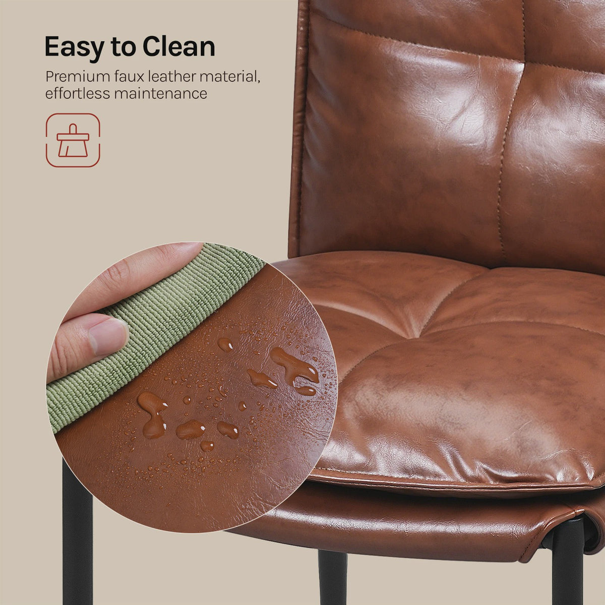 Set van 4 Eetkamerstoelen - Kunstleer, Metalen Poten & Ergonomisch Ontwerp