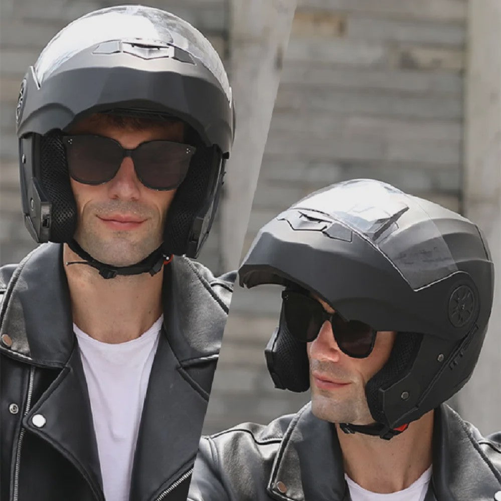 BLD Modulaire Flip-Up Motorhelm met Dubbele Lens - Veiligheid & Comfort voor Motocross