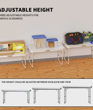 Aluminium Campingtafel 120x60x70cm - Opvouwbaar, Draagbaar & Verstelbaar voor Picknick, Bureau, Diner