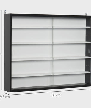 Homcom Wall Display Case for Collections with Adjustable Shelves and Glass Doors