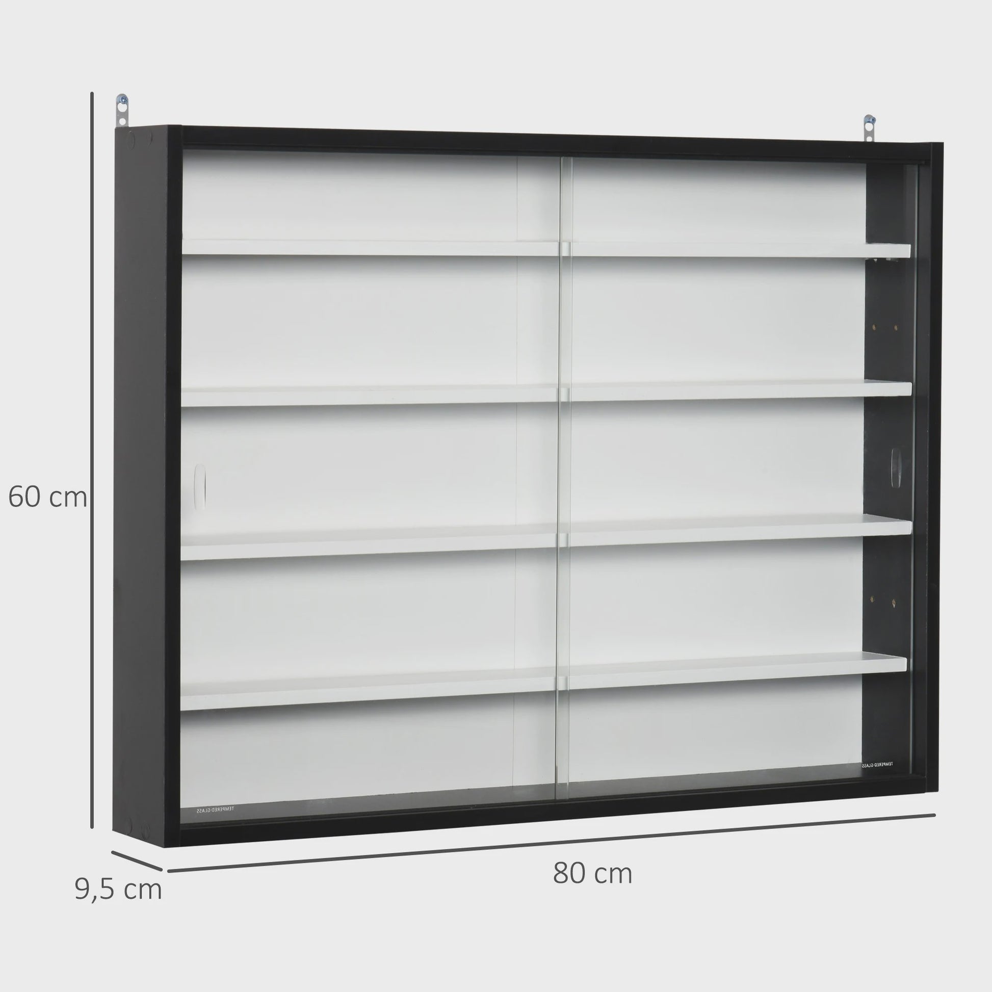 Homcom Wall Display Case for Collections with Adjustable Shelves and Glass Doors
