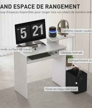 HOMCOM Compact Computerbureau met Uitschuifbaar Toetsenbordvak en Opbergruimte
