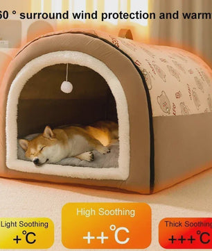 Warm Hondenhuis met Afneembaar Bed - Zacht & Antislip Slaapnest voor Hond of Kat