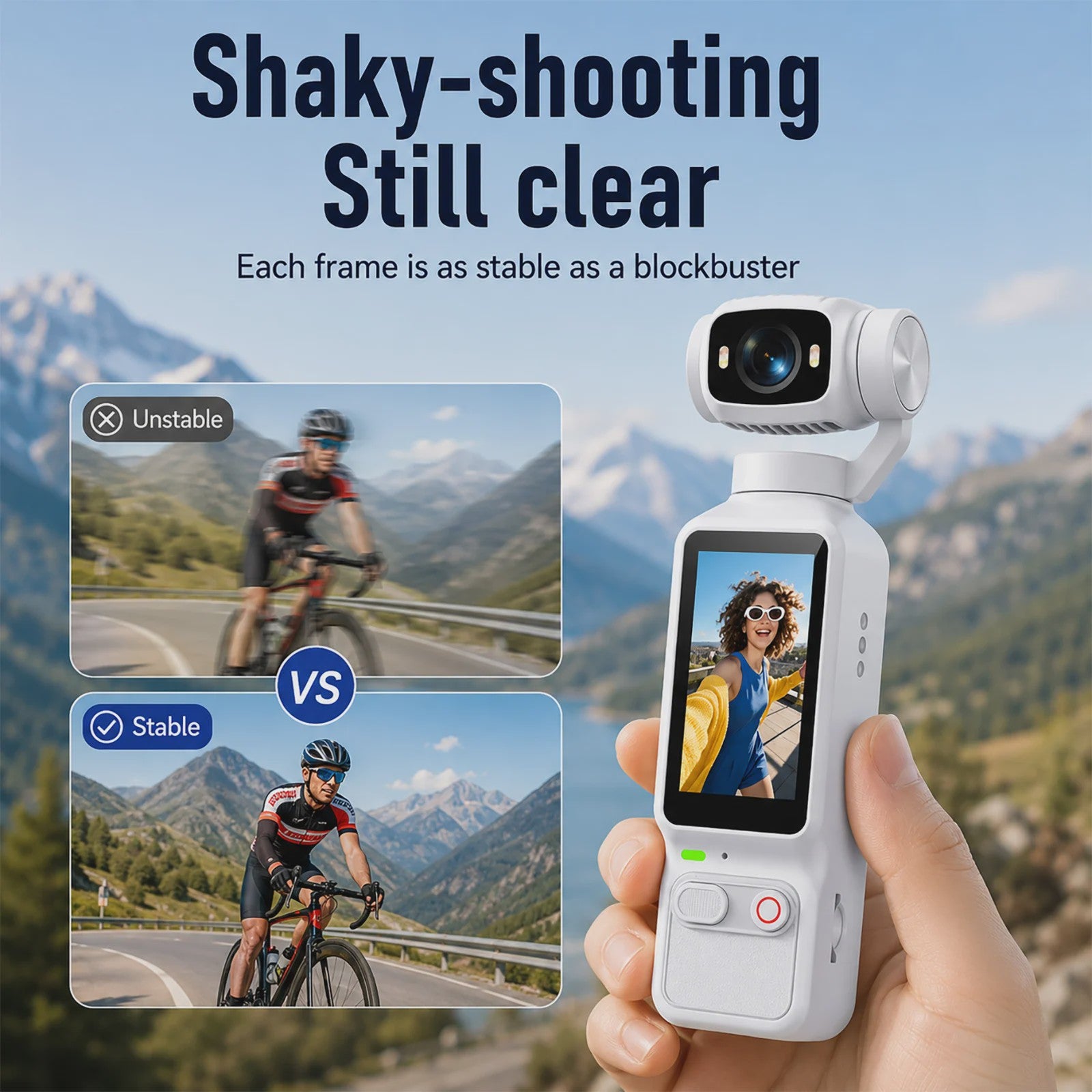 Ourlife Draagbare Pocket Action Camera - 4K HD, 180° Roteerbare Lens voor Vlogs & Outdoor