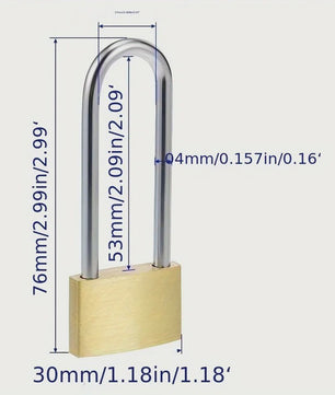 2x Messing Hangslot - Lange Beugel, Gelijksluitend & Geborsteld