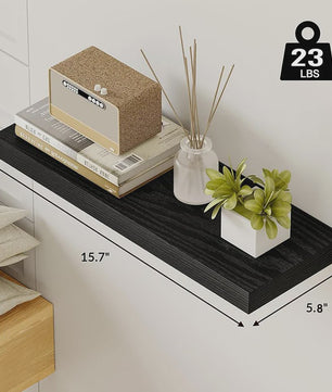 Zwarte Houten Zwevende Wandplanken - Set van 2 - Onzichtbaar Montagesysteem - Stijlvol & Praktisch
