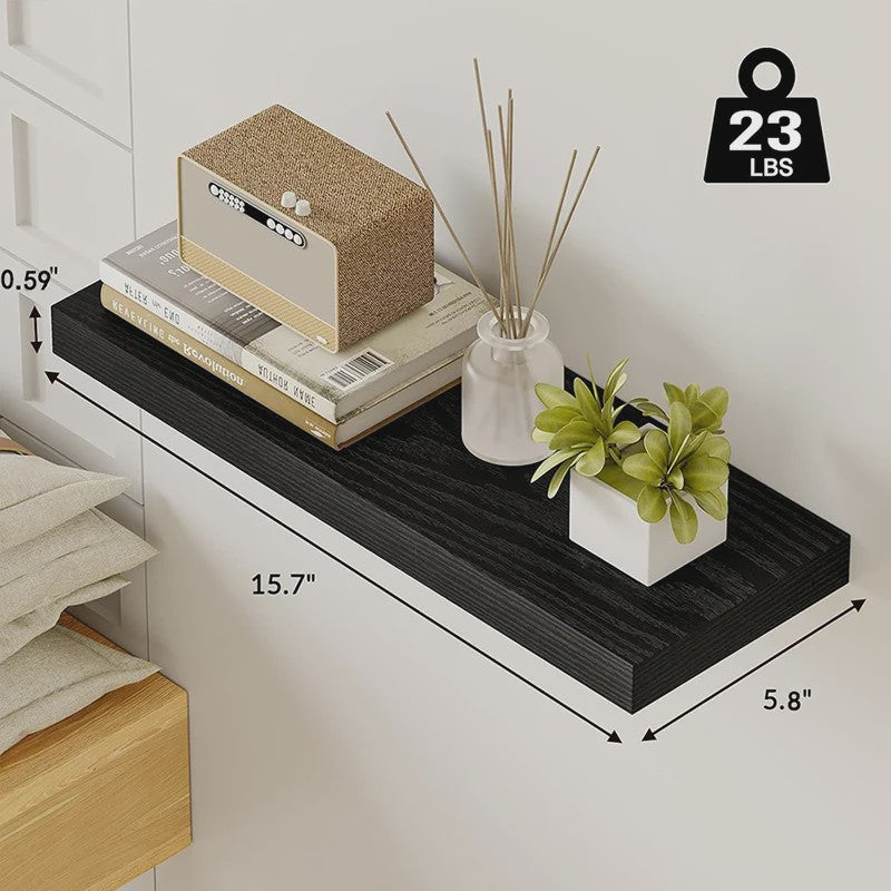 Zwarte Houten Zwevende Wandplanken - Set van 2 - Onzichtbaar Montagesysteem - Stijlvol & Praktisch