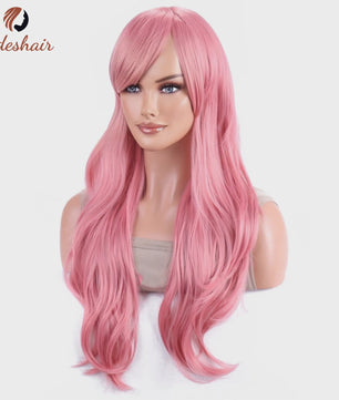 Lange Golvende Synthetische Pruik 70cm - Hittebestendig & Cosplay Geschikt