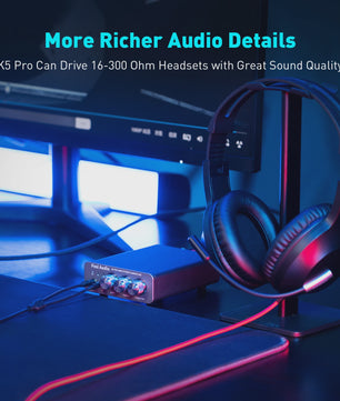 Fosi Audio K5 PRO Mini Gaming DAC & Hoofdtelefoonversterker met Microfoon