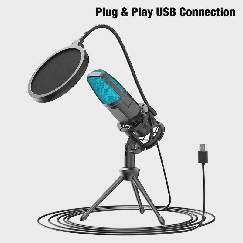 RGB USB Microfoon voor Podcast, Streaming & Gaming - Plug & Play Condensator Microfoon