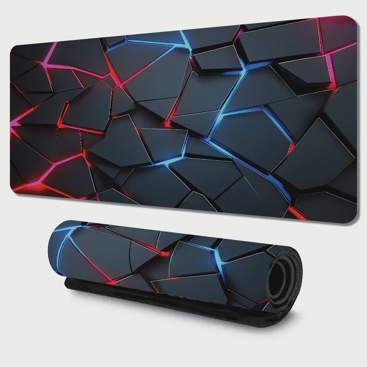 Extra Grote Gaming Muismat 90x40cm - Rood Blauw Gradient, Antislip & Stevige Rand