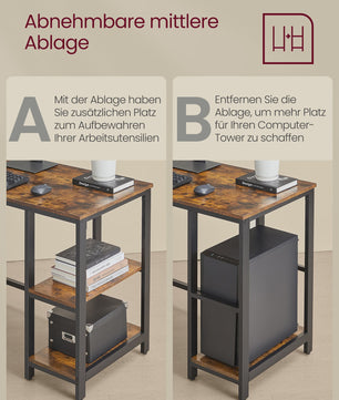 VASAGLE L-vormig Hoekbureau - Ruimtebesparend Kantoor Bureau 130x120x76 cm