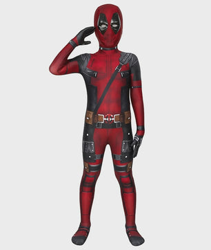 Deadpool Cosplay Kostuum Jumpsuit met Masker en Zwaarden voor Kinderen en Volwassenen