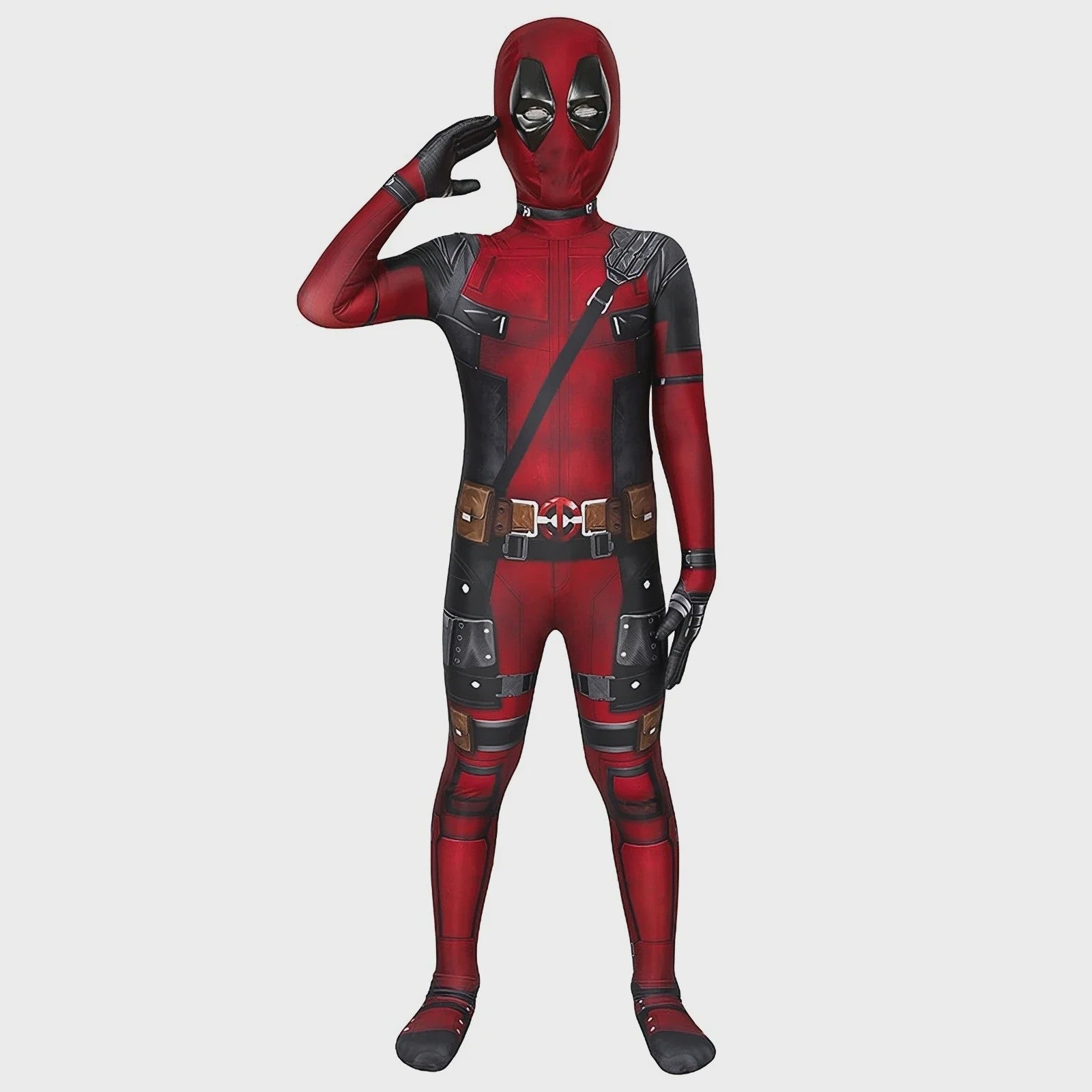 Deadpool Cosplay Kostuum Jumpsuit met Masker en Zwaarden voor Kinderen en Volwassenen