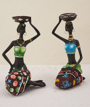 Afrikaanse Stijl Kandelaars - Decoratieve Figuren Set voor Huis & Interieur