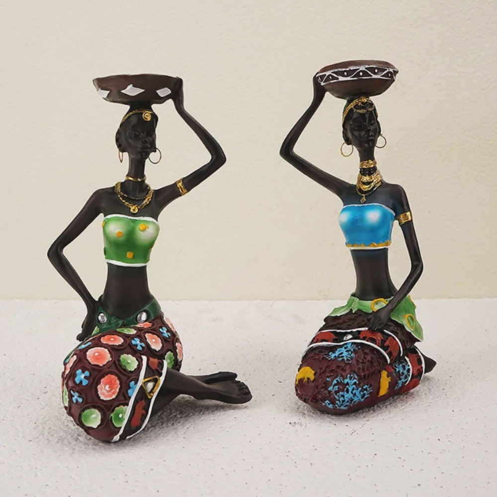 Afrikaanse Stijl Kandelaars - Decoratieve Figuren Set voor Huis & Interieur