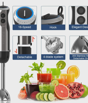Wancle 4-in-1 Staafmixer met 1000W Motor, 16 Snelheden en Turbo