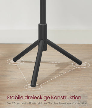 VASAGLE Houten Kapstok - 3 Hoogtes Verstelbaar, 8 Haken, 175cm Hoog