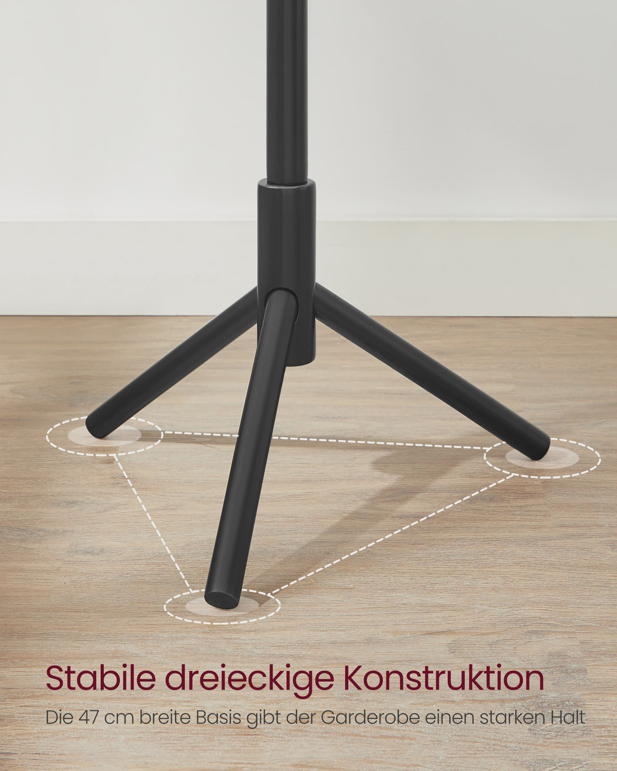 VASAGLE Houten Kapstok - 3 Hoogtes Verstelbaar, 8 Haken, 175cm Hoog