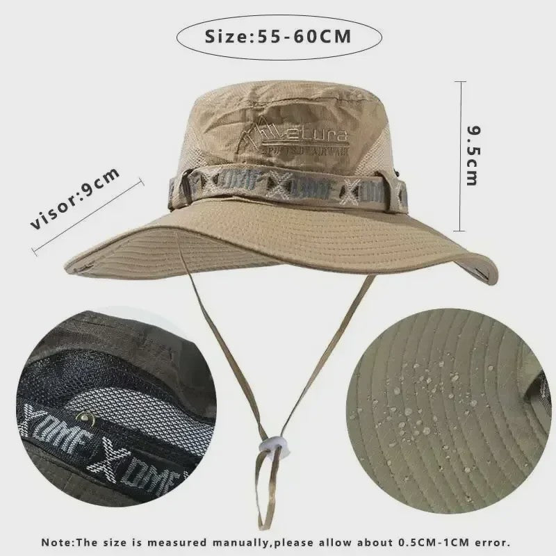 Herfst/Winter Heren Bucket Hat - UV Bescherming, Mesh Panterhoed voor Buitenactiviteiten