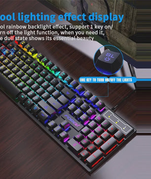 RGB Gaming Toetsenbord met Mechanisch Gevoel - 104 Toetsen, Bedraad, Waterdicht
