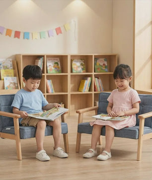 Kinderbankje Roze/Blauw - Wasbaar, Lichtgewicht Peuter Fauteuil met Afneembare Hoes