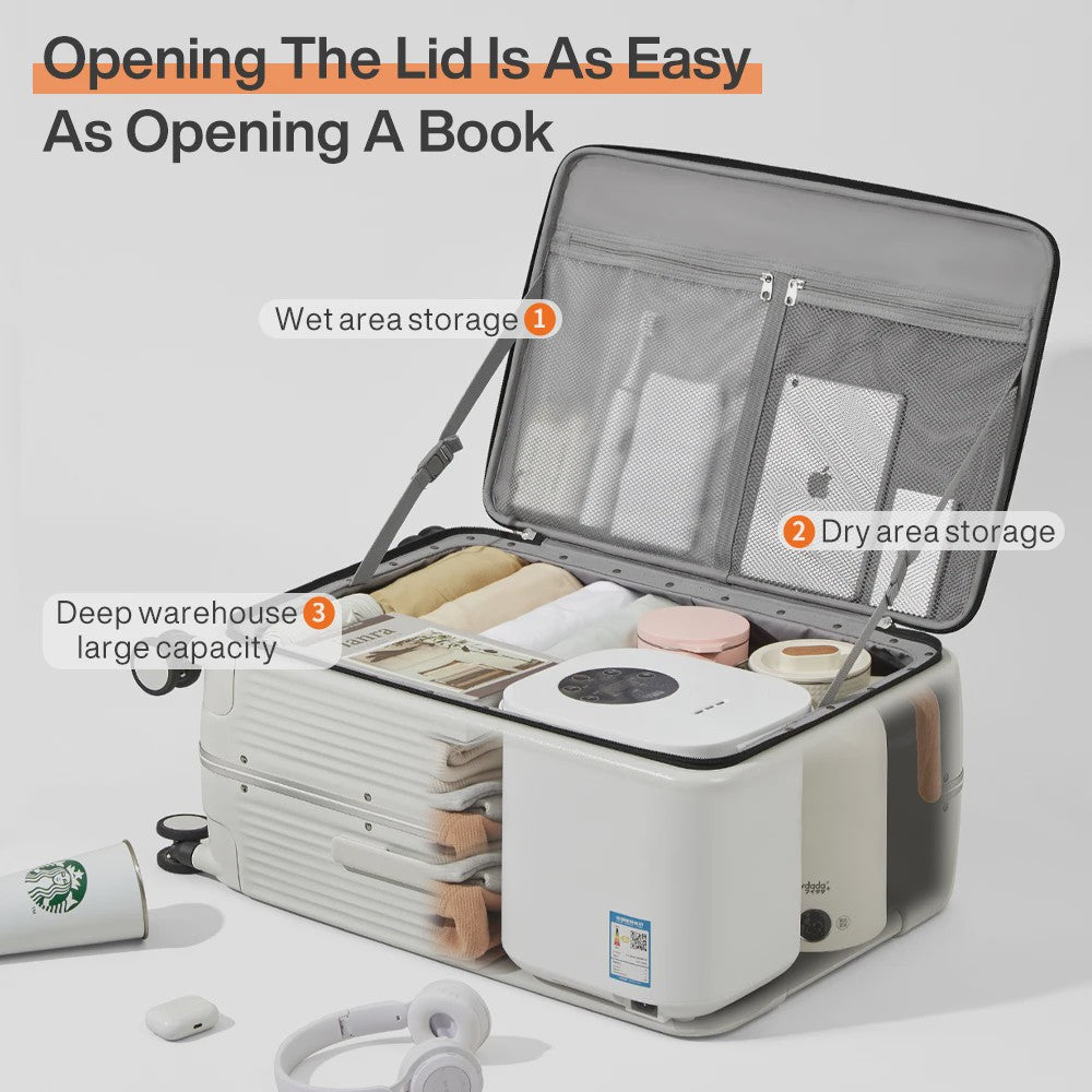 Mixi Aluminium Koffer met USB, Bekerhouder & Telefoonhouder - Handbagage 20/24 Inch