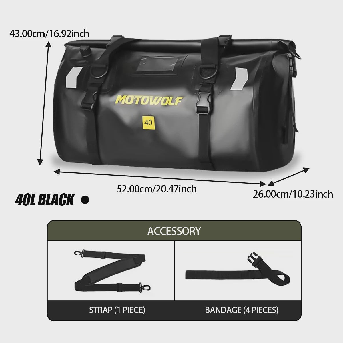 Waterdichte Motorfiets Bagagedragertas - 20/40/66L - Outdoor & Reis