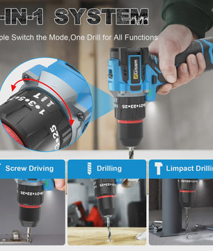 Gisam 95NM Brushless Elektrische Klopboormachine 3-in-1 Accu Schroefmachine