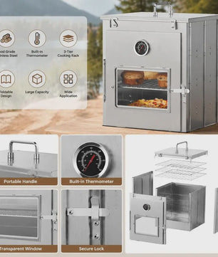 Opvouwbare Camping Oven - Roestvrij Staal - Draagbare Pizza & Brood Oven voor Buiten