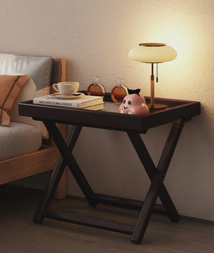 Inklapbare Bamboe bijzettafel - Theekleurig - Weerbestendig & Lichtgewicht