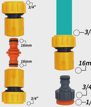 Set van 6 Tuinslang Koppelingen - 3/4" & 1/2" - Snelkoppeling voor Reparatie & Irrigatie