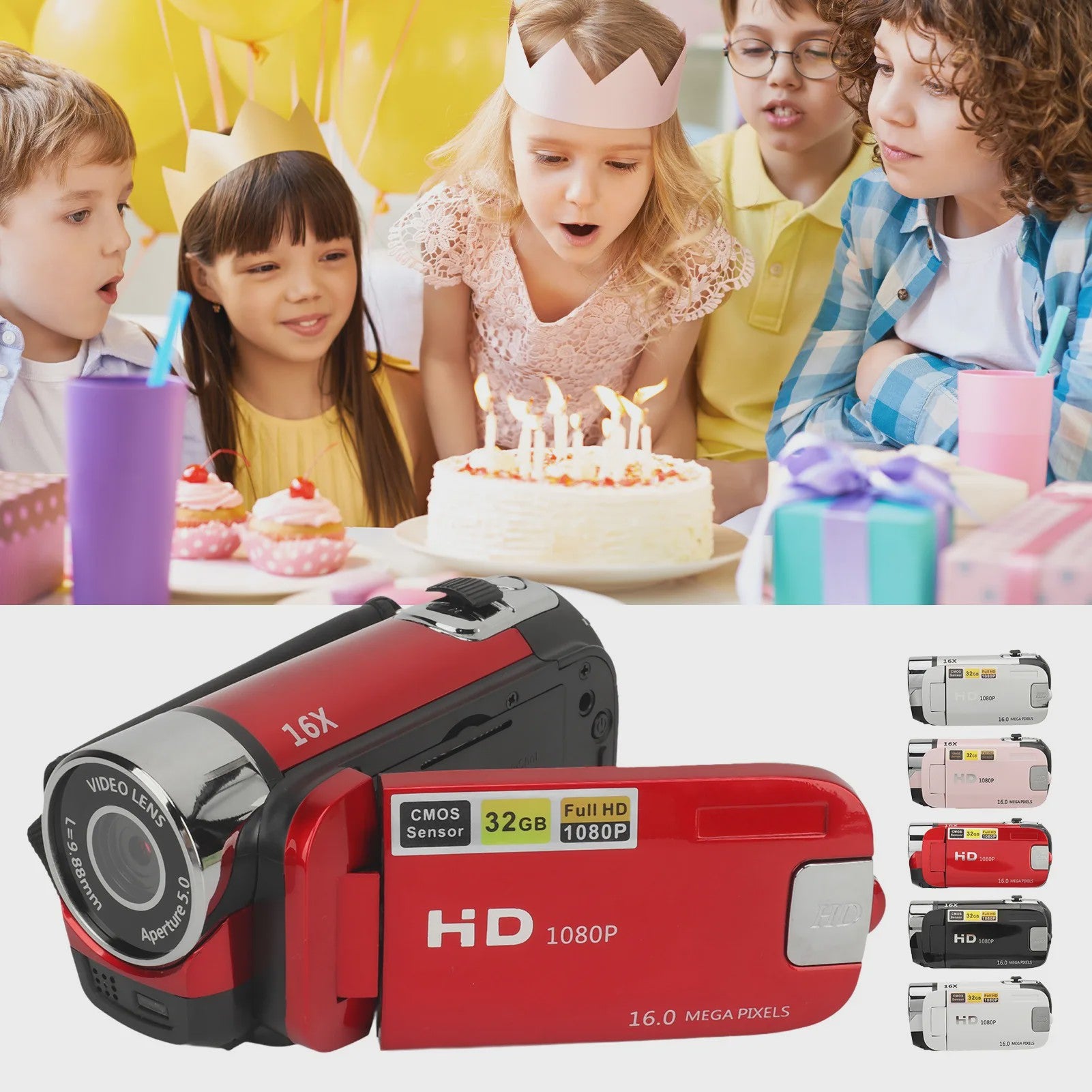 HD Digitale Camera 1080P Camcorder met 16MP, 16x Zoom, Draaibaar Scherm & Vullicht