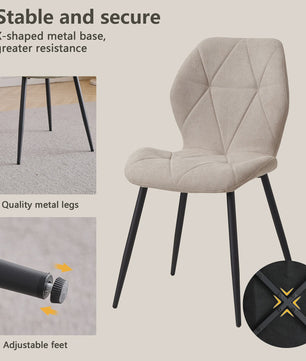 Set van 2, 4 of 6 Moderne Eetkamerstoelen - Comfortabel Gestoffeerd met Stalen Poten
