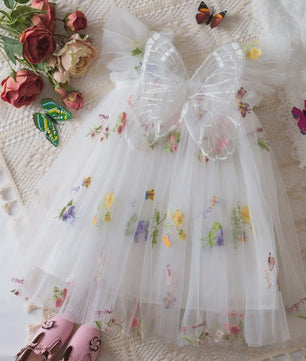 Zomerse Prinsessenjurk Meisjes met Kant en Bloemenprint - Perfect voor Feestjes en Bruiloften