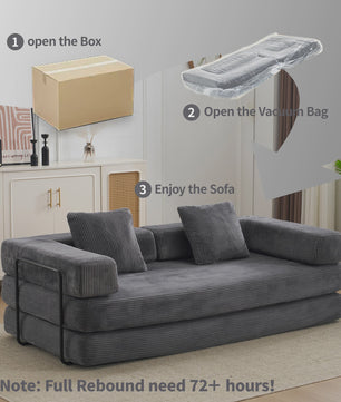 4-in-1 Opvouwbare Bank, Slaapbank met Corduroy Stof, Gastenbed, Hoge Dichtheid Schuim, Geen Montage