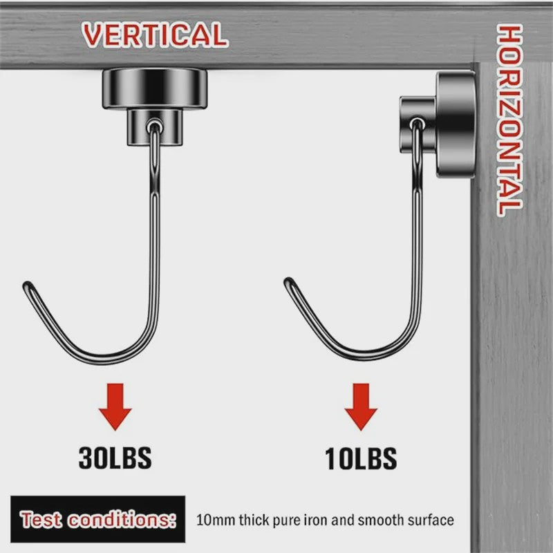 Krachtige Zwarte Magnetische Haken - Heavy Duty Ophanghaken met Sterke Magneet