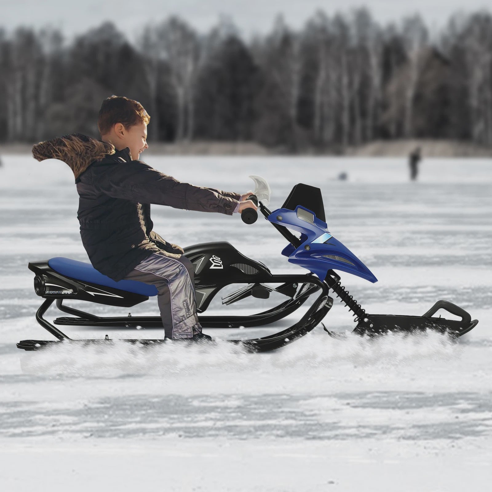 Stuurbare Sneeuwscooter Slee voor Kinderen - 80kg Belastbaar met Trekkoord