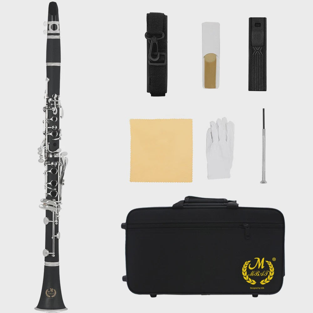 Bb Klarinet 17 Toetsen Zwart Bakeliet Houtblazer Muziekinstrument Set
