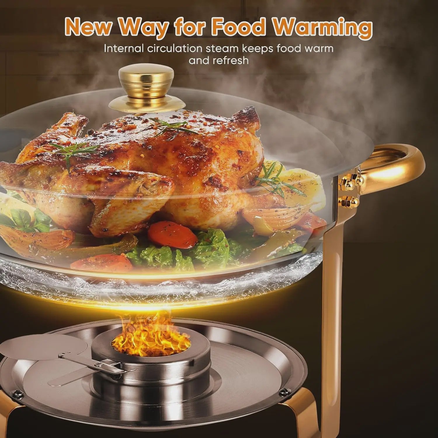Chafing Dish Buffet Set RVS met Gouden Accent - 2 of 4 Stuks