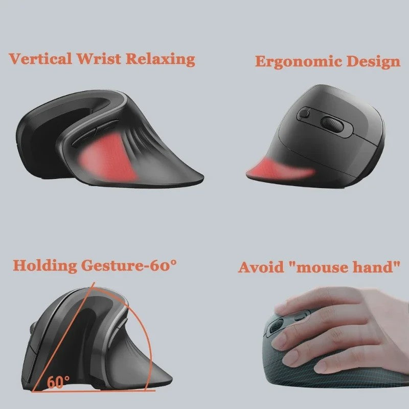 Ergonomische Verticale Draadloze Muis met Stille Klik en Instelbare DPI