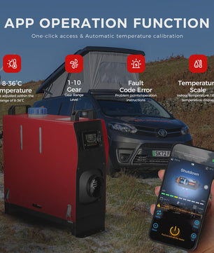 8KW Diesel Luchtverwarmer 12V/24V - All-in-One Parkeerverwarming met LCD, Afstandsbediening & Bluetooth App