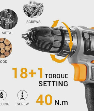 DEKO 20V Accuboormachine Set met Batterij en Lader - Krachtig en Veelzijdig