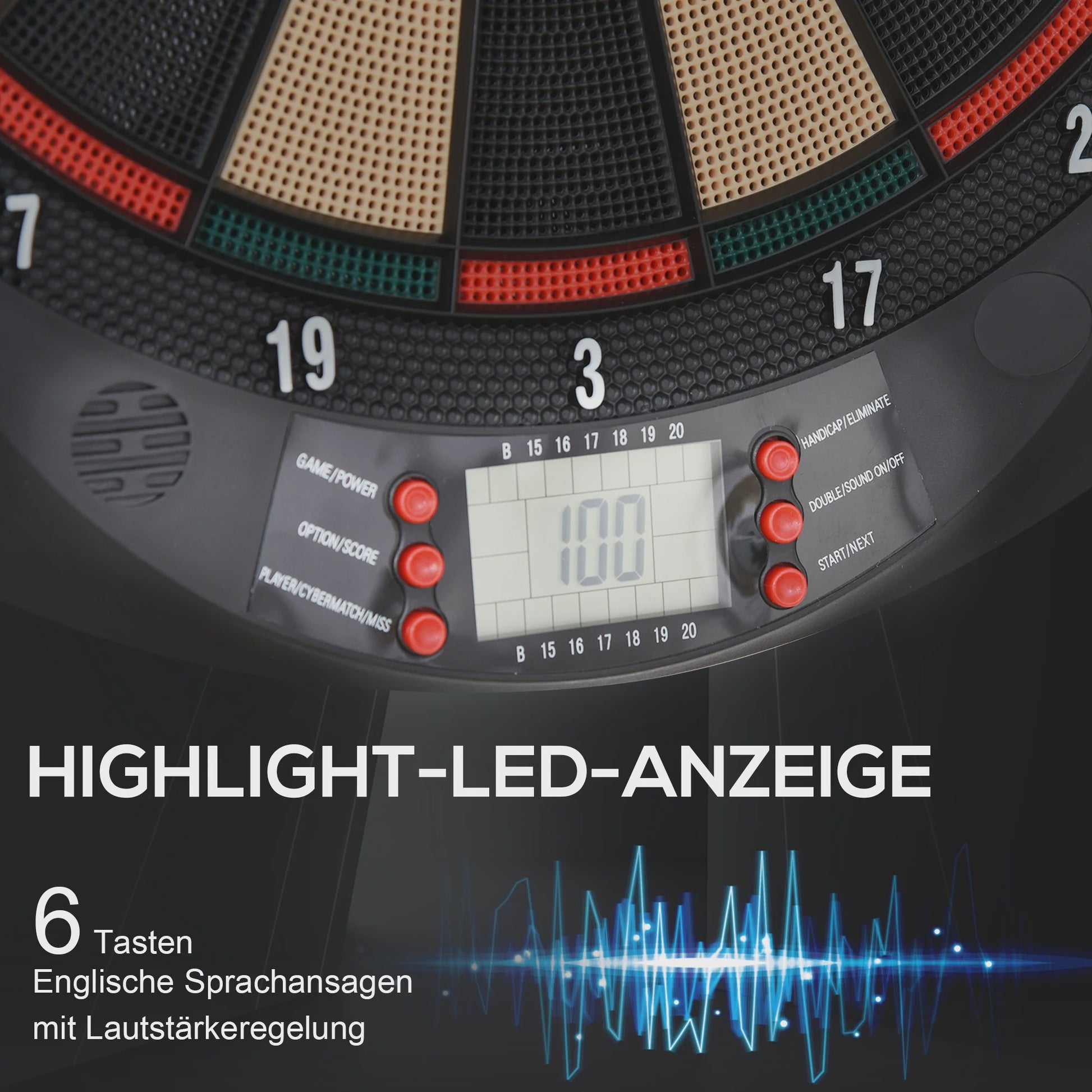 Elektronisch Dartbord met Automatische Score - 26 Spellen, 8 Spelers, Inclusief 6 Darts