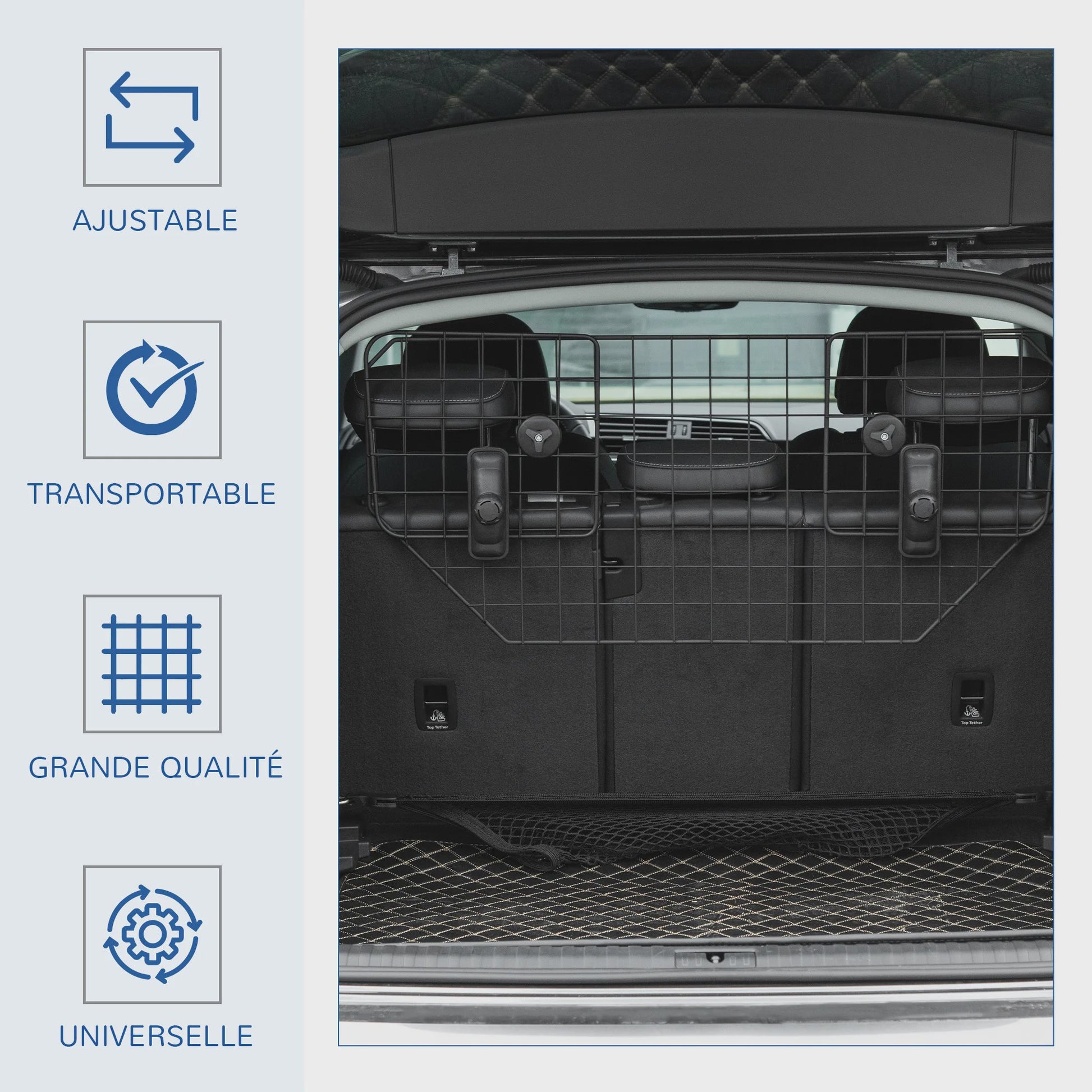 Universele Honden Autobarrière - Verstelbaar & Veilig - Zwart