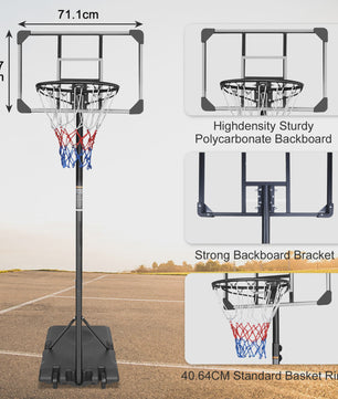 Draagbare Basketbalpaal Verstelbaar 170-213 cm met Wielen - Indoor & Outdoor