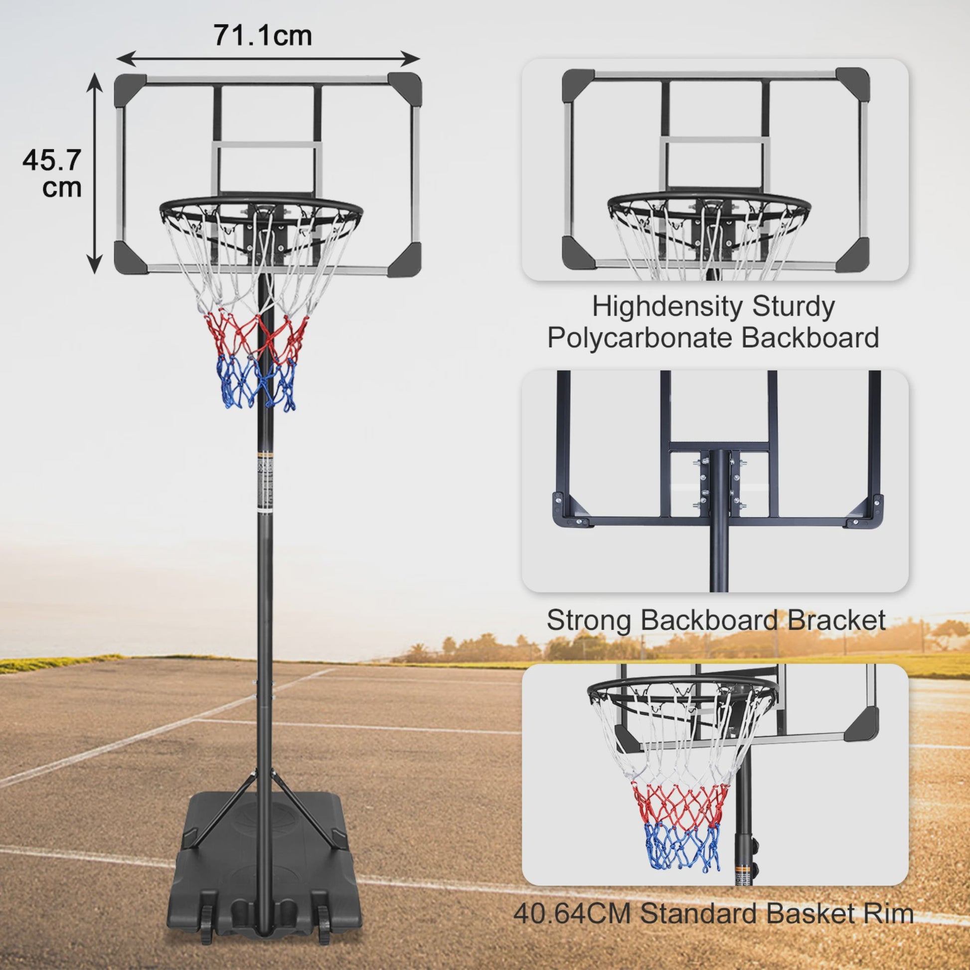 Draagbare Basketbalpaal Verstelbaar 170-213 cm met Wielen - Indoor & Outdoor
